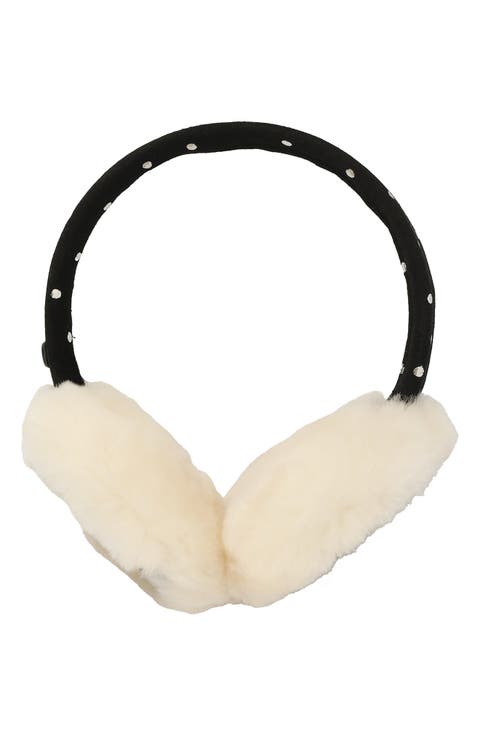 Metallic Dot Genuine Shearling Earmuffs