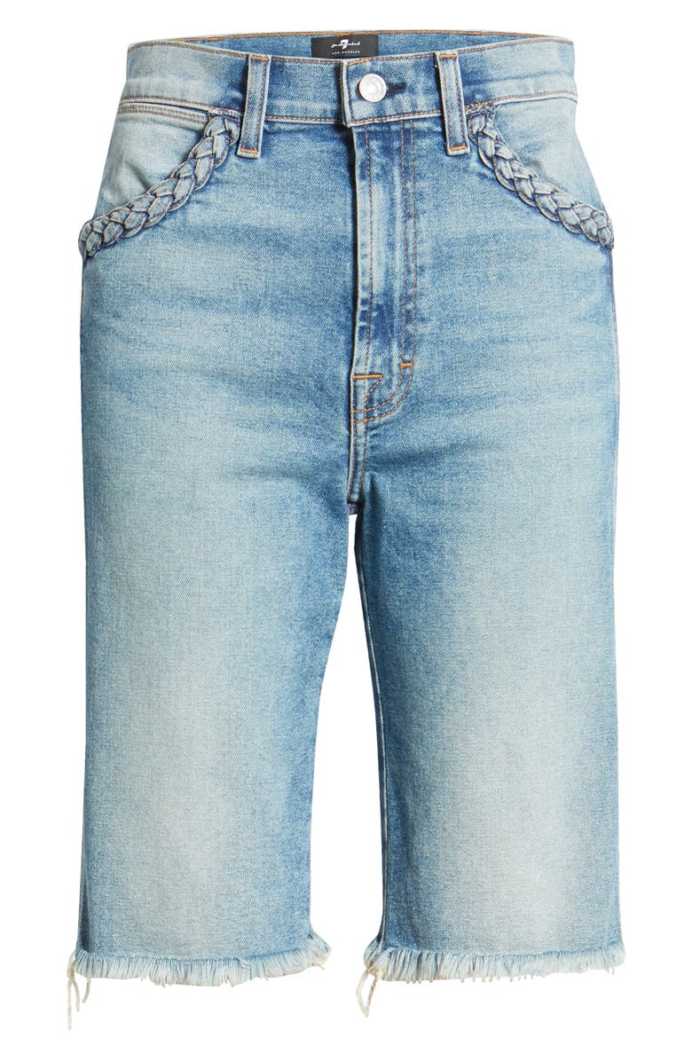 7 For All Mankind High Waist Cutouff Denim Bermuda Shorts, Alternate, color,