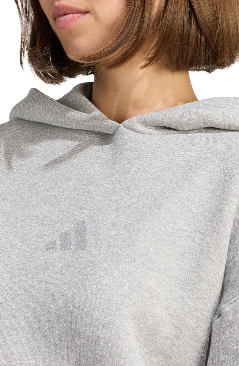 adidas ALL SZN Holiday Glitter Fleece Loose Hoodie, Alternate, color, Medium Grey Heather