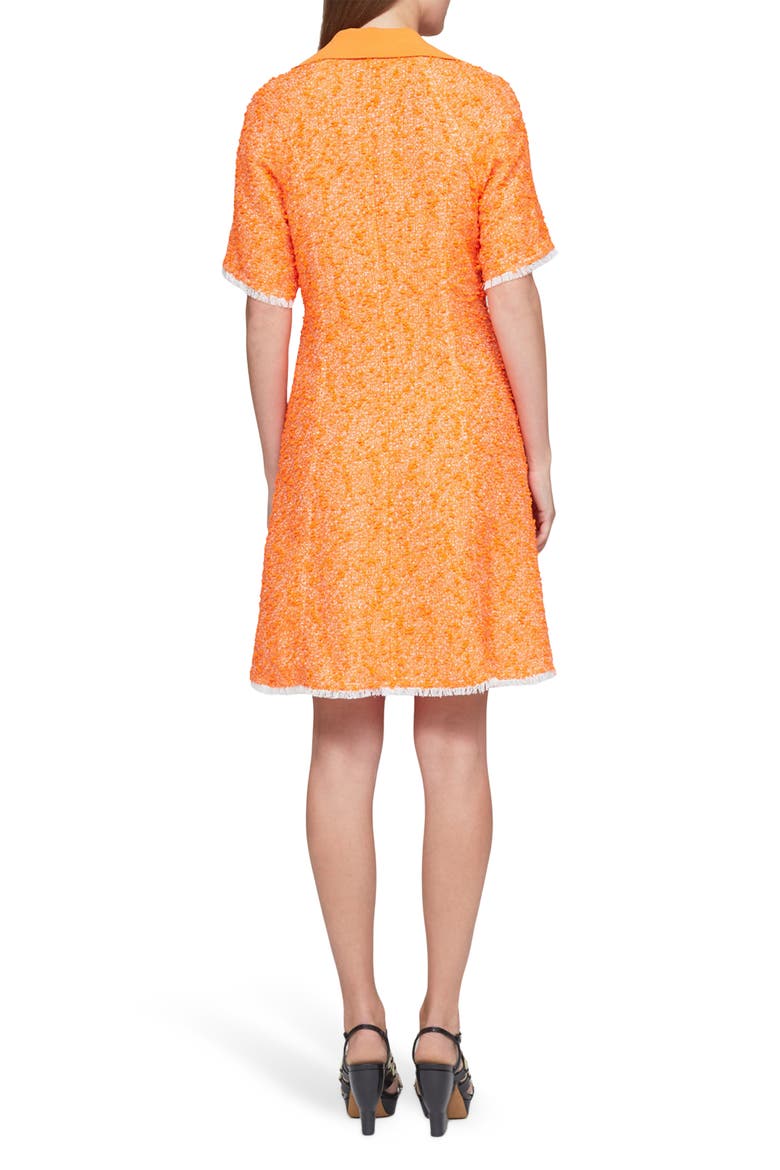 Rib Collar Spring Tweed Minidress, Alternate, color, NEON ORANGE MULTI