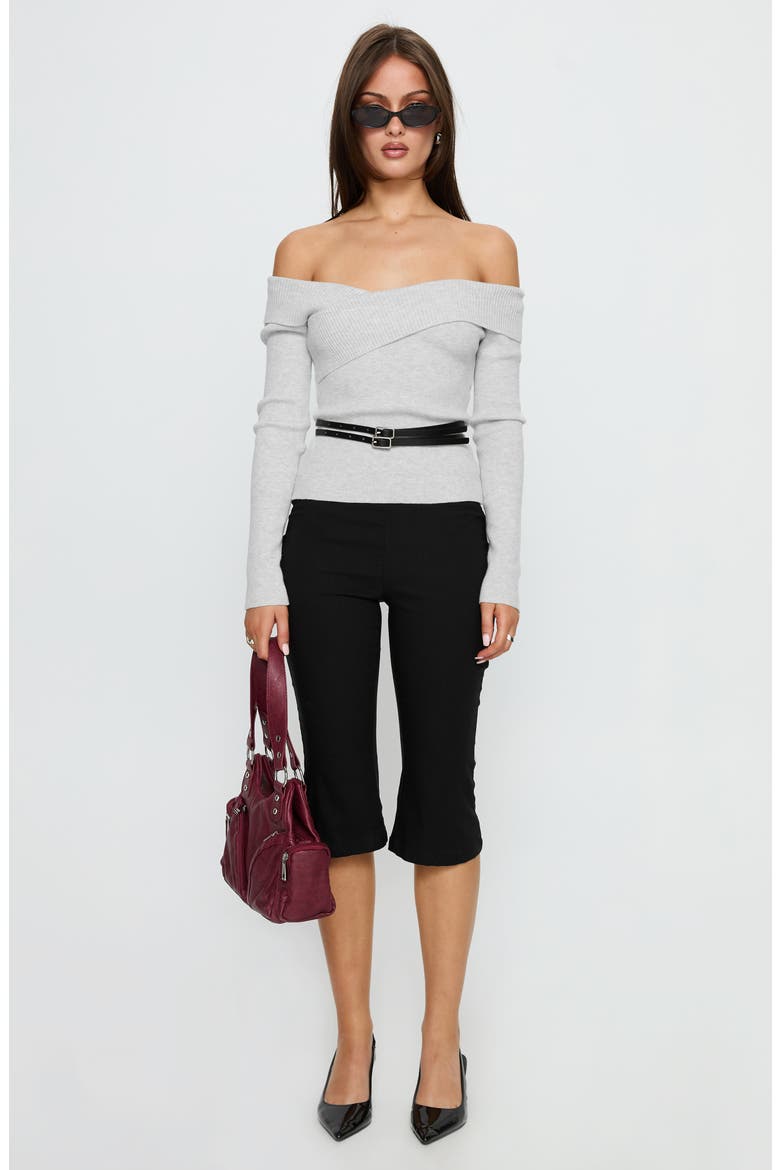Ellenore Off the Shoulder Belted Sweater, Alternate, color, GREY