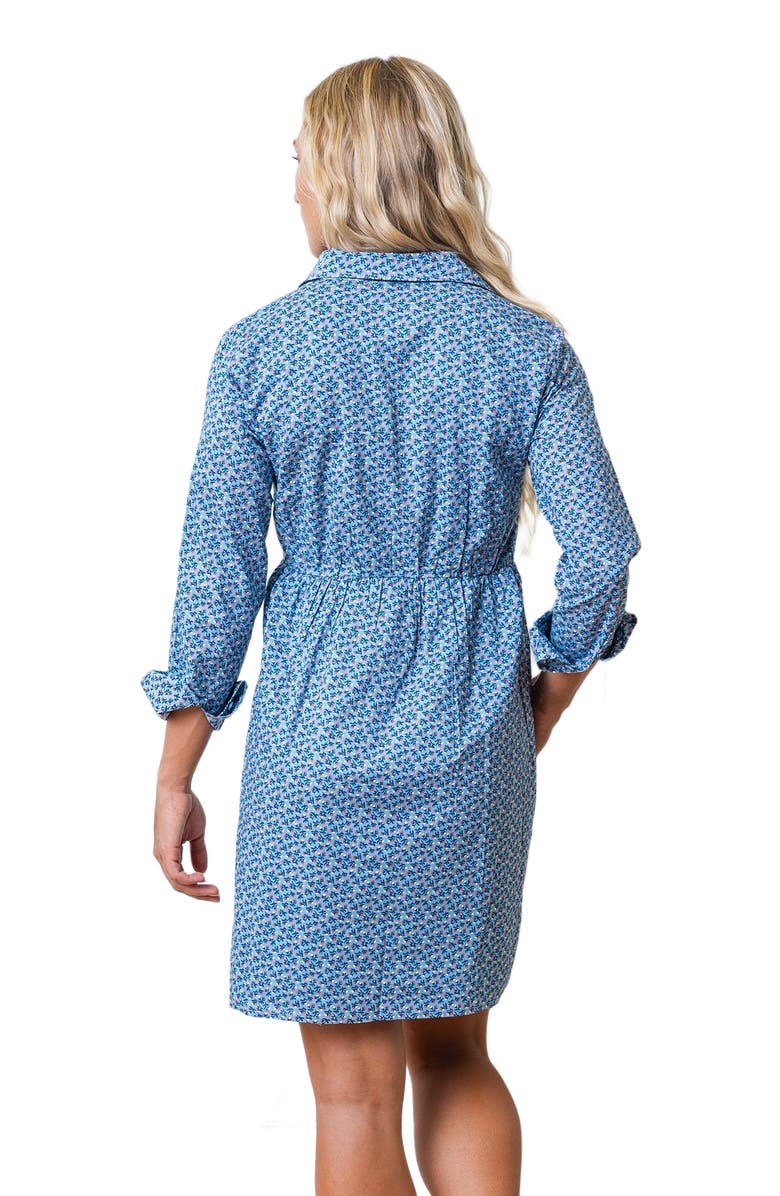 Hope & Henry Women's Organic Button Front Shirt Dress, Alternate, color, Medium Blue Ditsy Floral