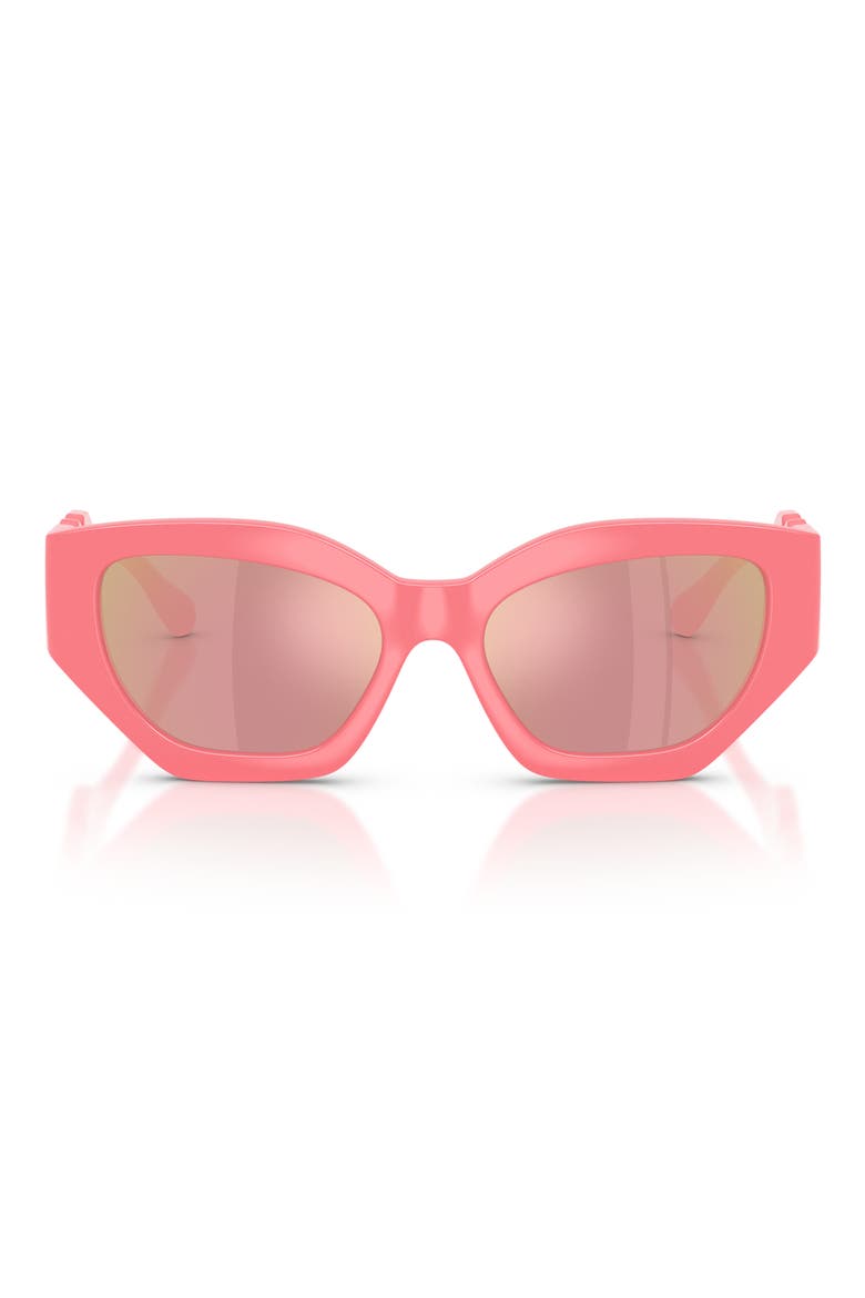 Kids' 48mm Irregular Sunglasses, Main, color, PINK / PINK MIRROR ROSE GOLD