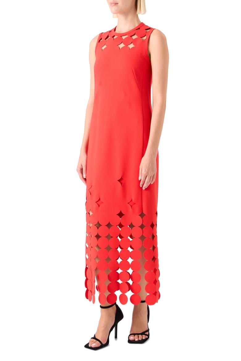 Dot Cutout Sleeveless Shift Dress, Alternate, color, BRIGHT RED