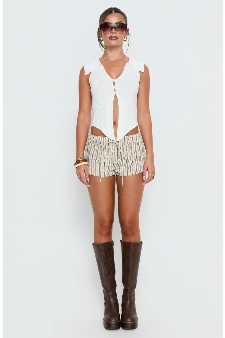 Ronnee Lace Up Striped Shorts, Alternate, color, CREAM STRIPE