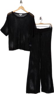 NORDSTROM RACK Open Knit Cover-Up Top & Pants Set