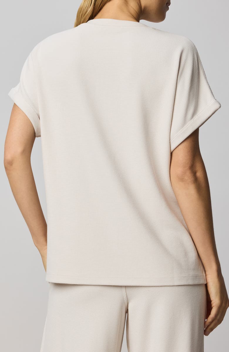 Splendid Waffle Knit Short Sleeve Sweatshirt, Alternate, color, Oak