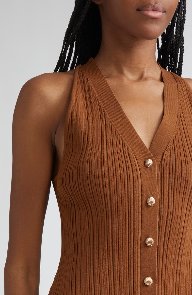 Veronica Beard Dax Variegate Rib Sweater Vest, Alternate, color, Dark Whisky