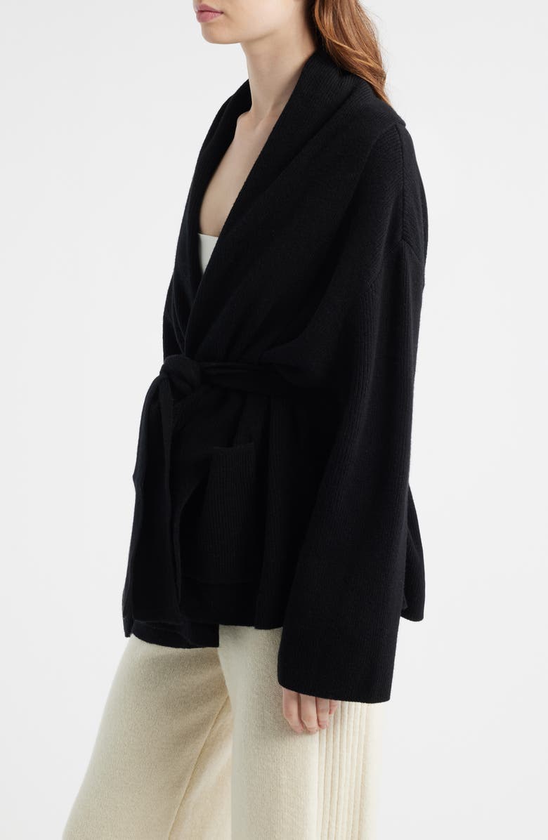 HOUSE OF CB Madison Wool Drape Cardigan, Alternate, color, Black