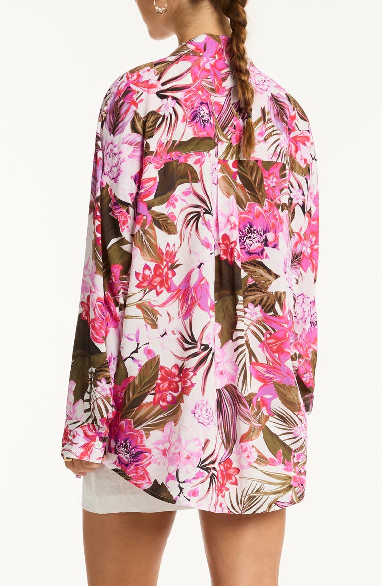 Sea Level Isla Beach Oversize Cover-Up Shirt, Alternate, color, White