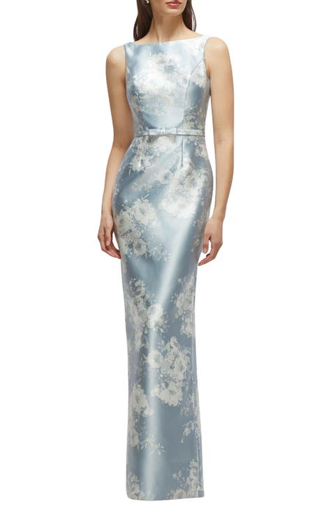 Sleeveless Satin Twill Column Gown