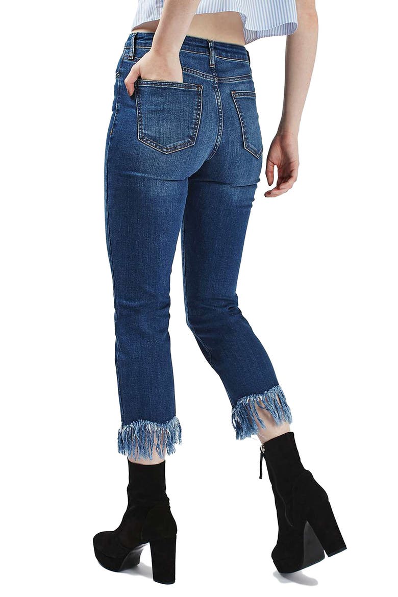 Dree Fringe Crop Jeans, Alternate, color, INDIGO