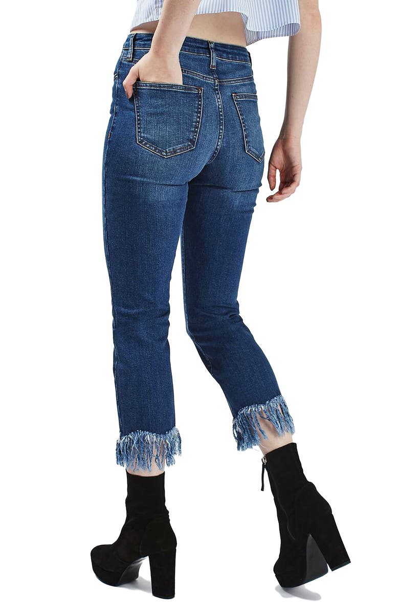 Topshop Dree Fringe Crop Jeans, Alternate, color, 