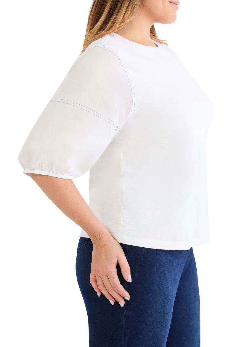 Linen Sleeve Cotton Top, Alternate, color, PAPER WHITE