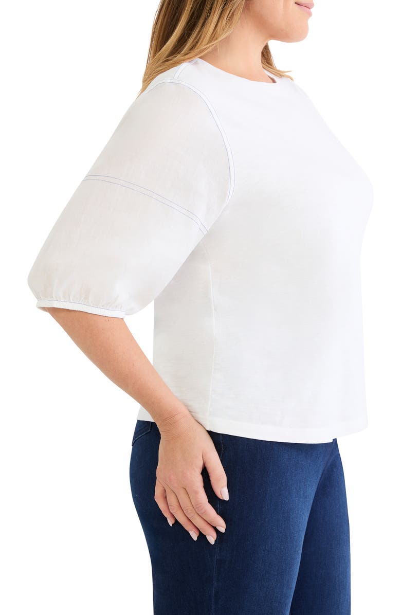 NZT by NIC+ZOE Linen Sleeve Cotton Top, Alternate, color, Paper White