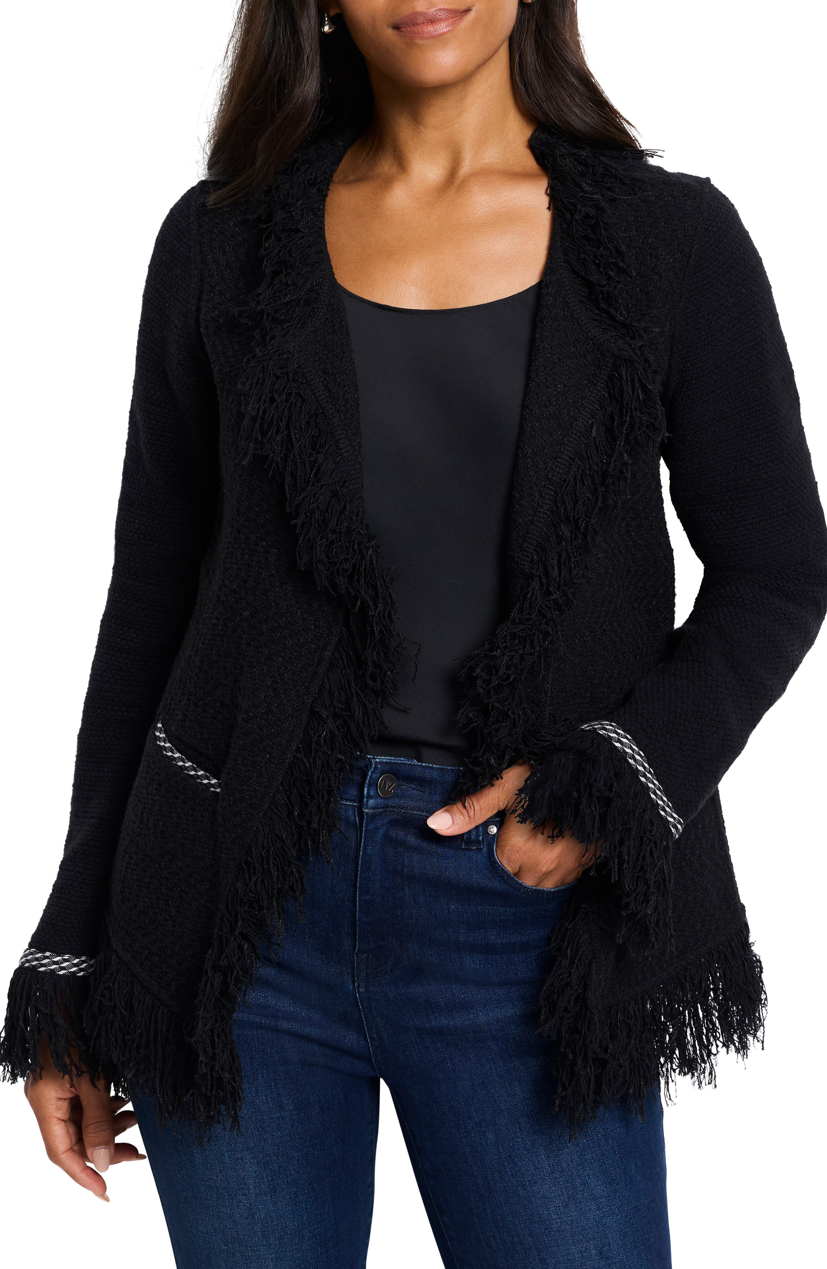 NIC+ZOE Fringe Mix Statement Knit Jacket
