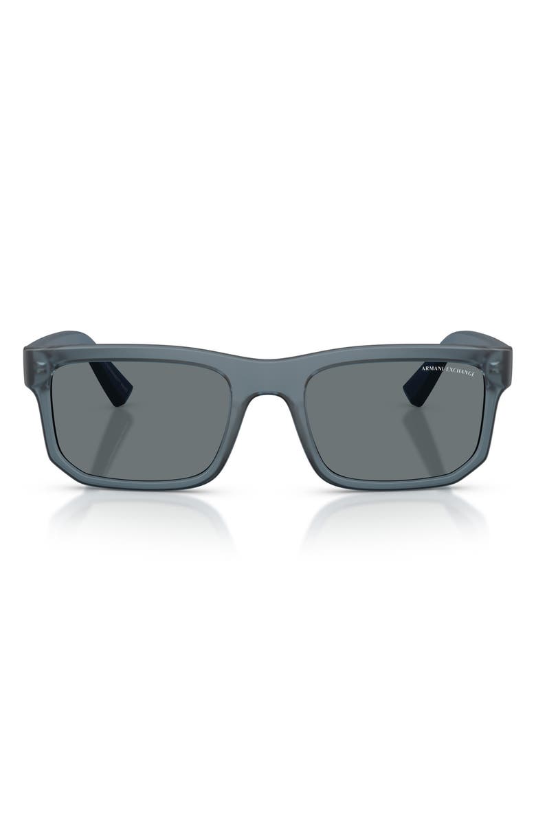 AX Armani Exchange 56mm Square Sunglasses, Main, color, Matte Frosted Blue / Dark Blue