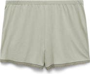 MANGO Lace Trim Cotton & Modal Pajama Shorts