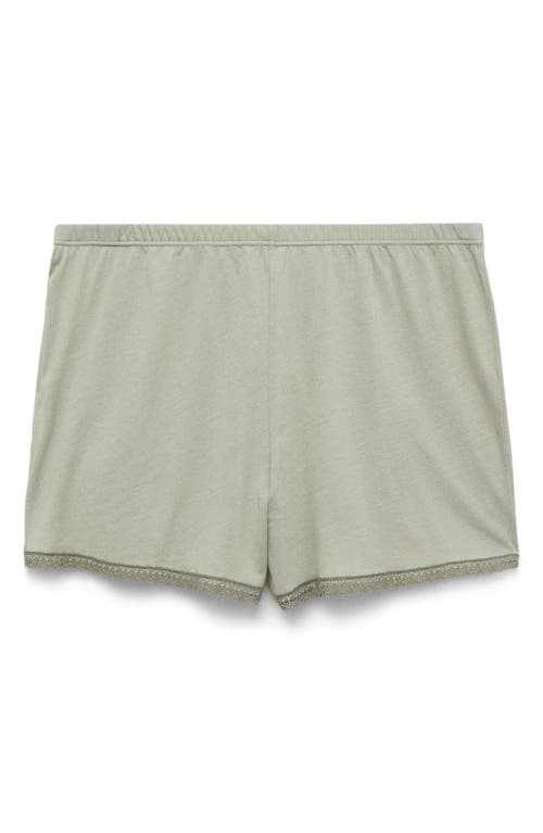 Mango Lace Trim Cotton & Modal Pajama Shorts In Green