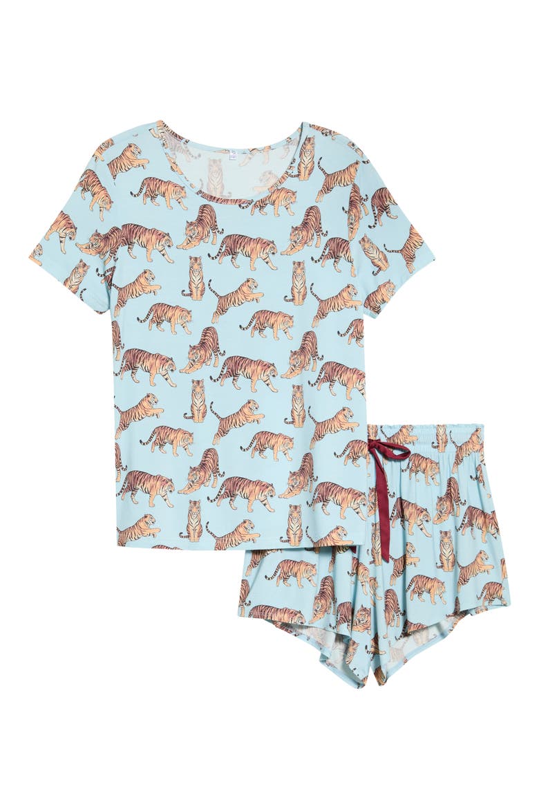 2-Piece Short Pajama Set, Main, color, DANCING TIGERS