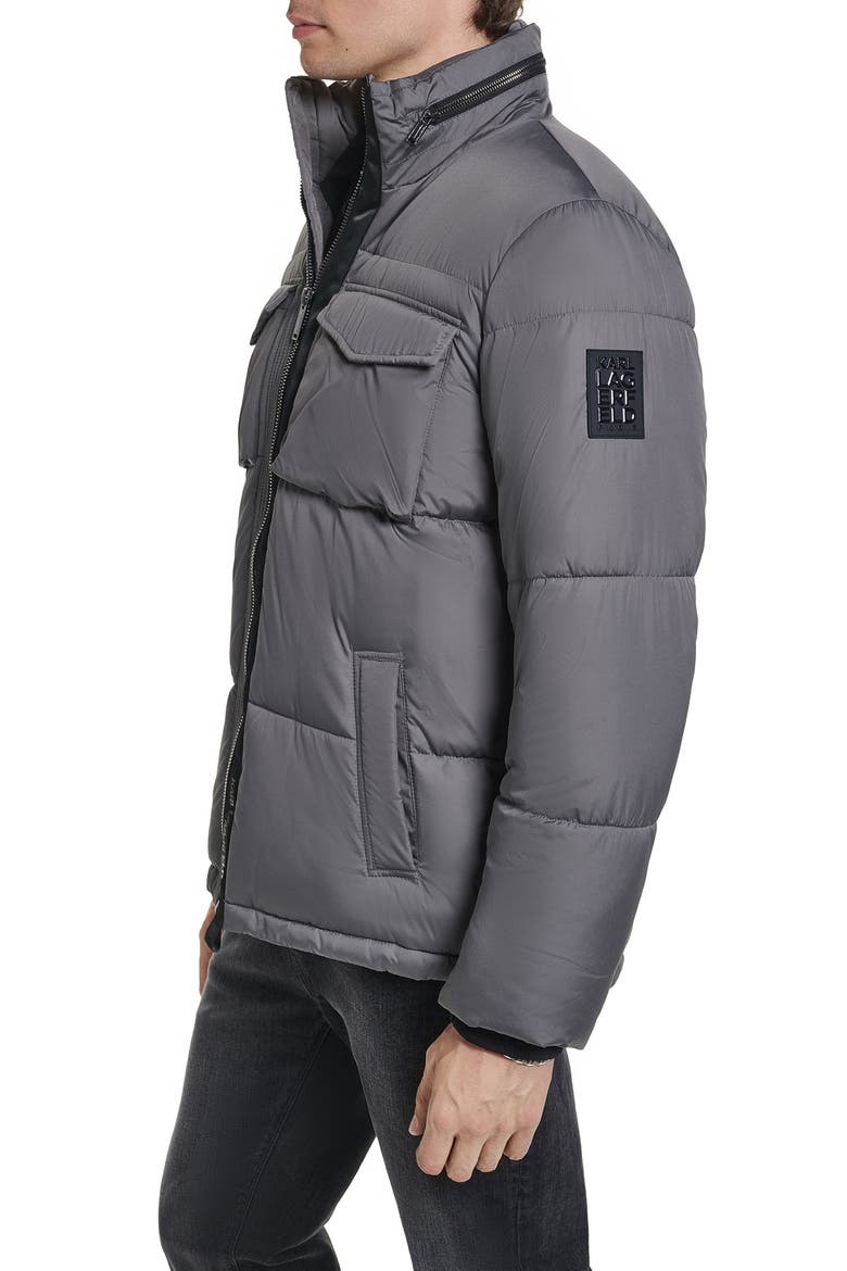 Quilted Puffer Jacket, Alternate, color, GREY