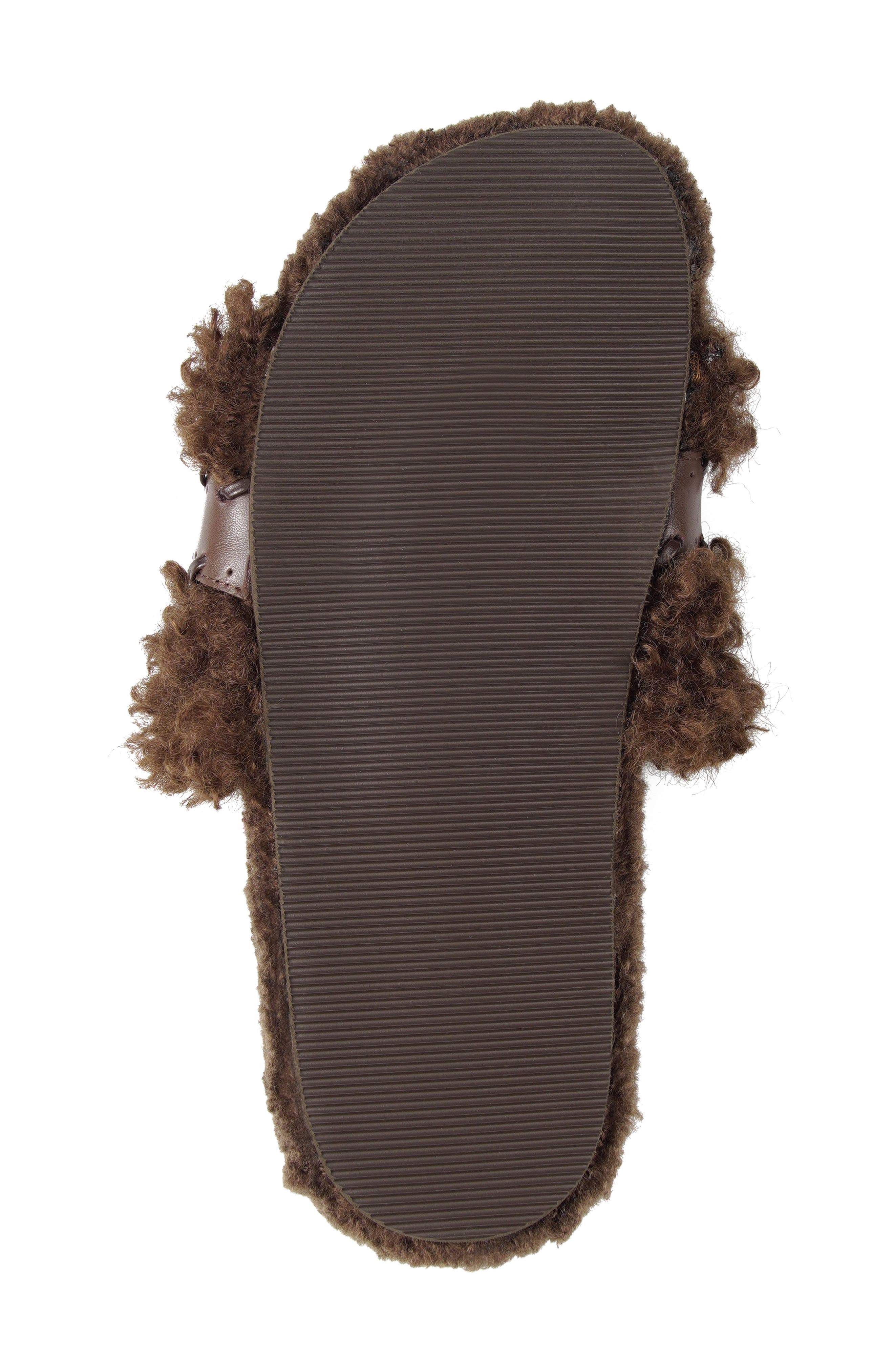 Everett Faux Fur Slide Sandal, Alternate, color, BROWN FAUX