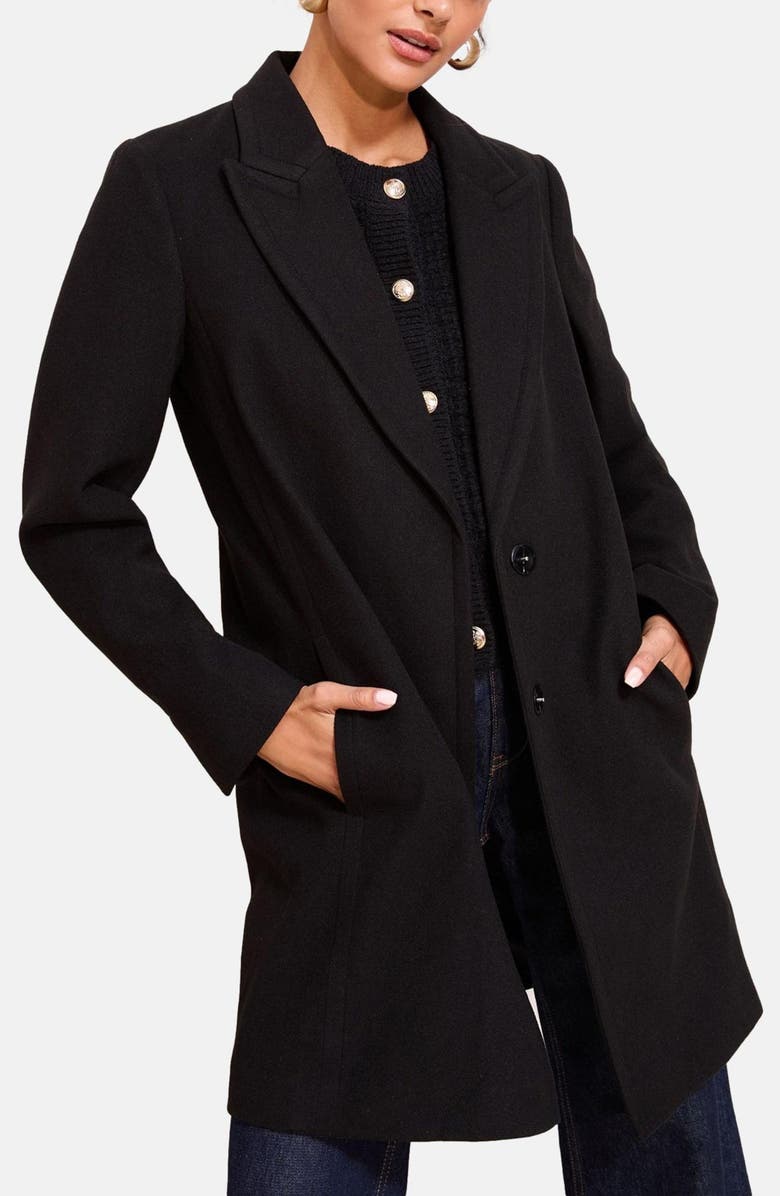 Friends Like These Front Snap Coat, Main, color, Black