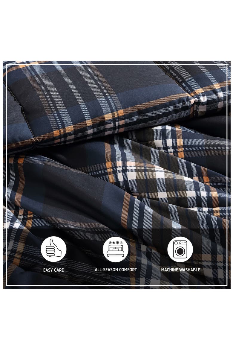 City Flats Plaid Cotton Comforter & Sham Set, Alternate, color, DARK BLUE