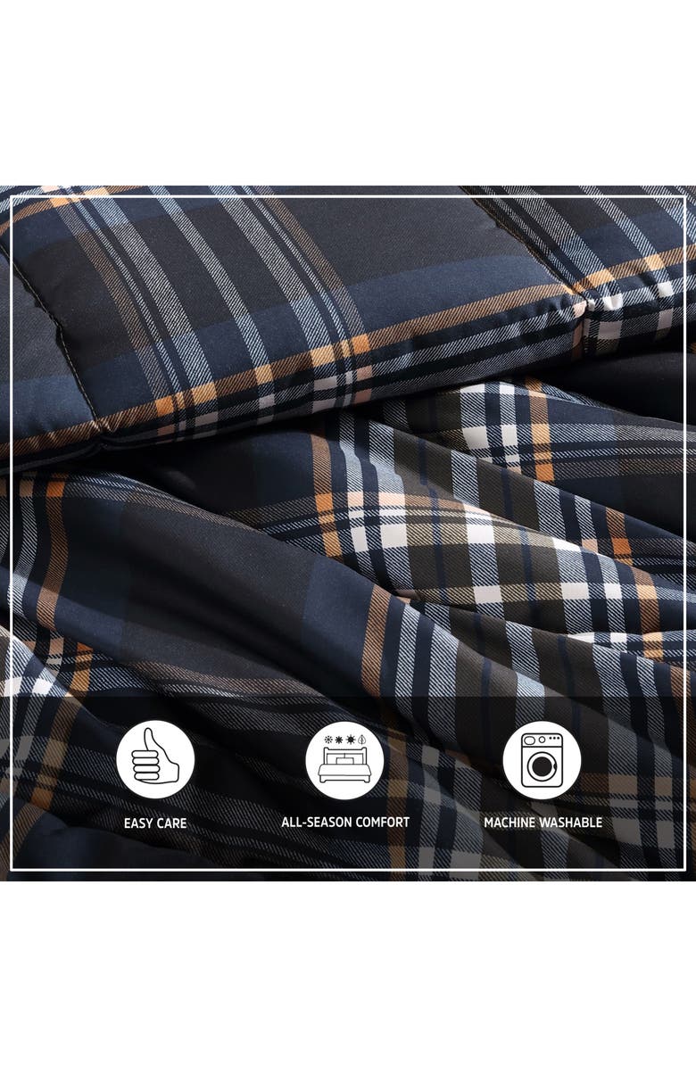 Wrangler City Flats Plaid Cotton Comforter & Sham Set, Alternate, color, Dark Blue