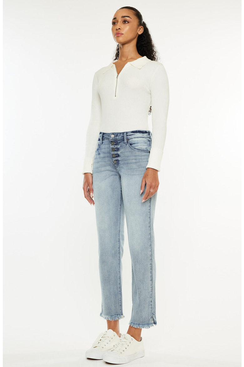 Morgana Essentials High-Rise Straight-Fit Jeans, Alternate, color, Light Wash