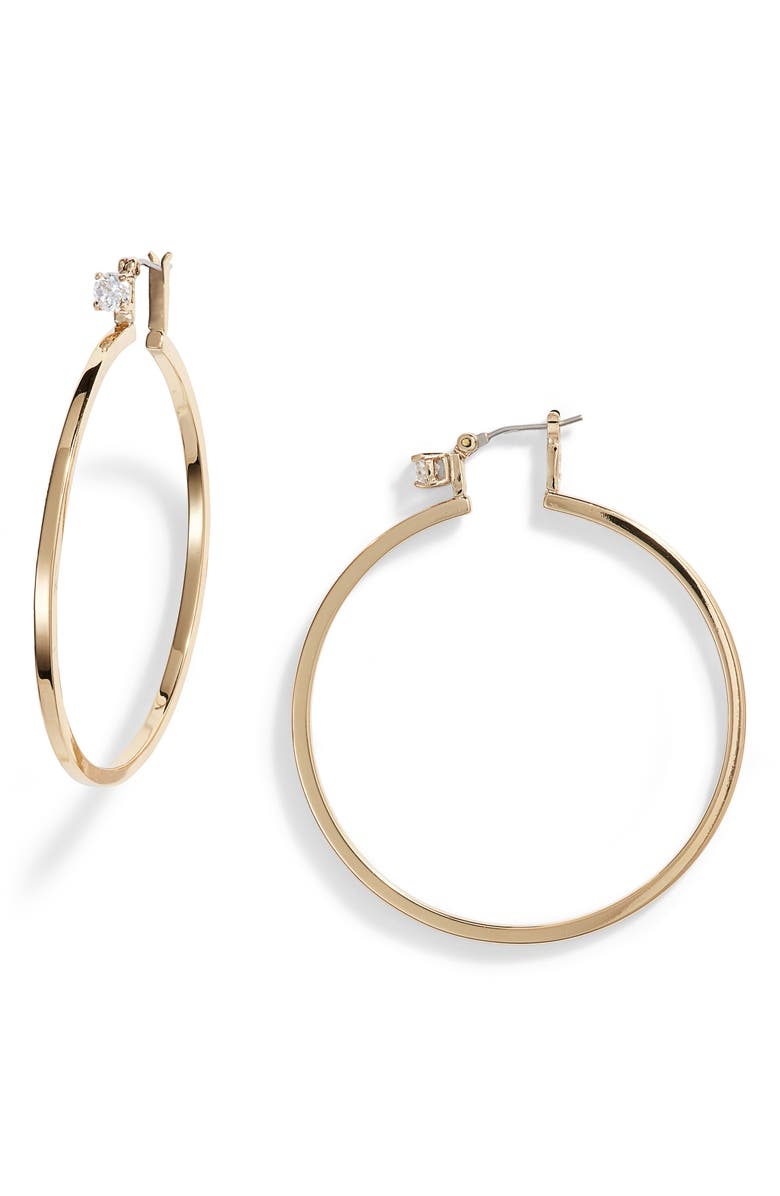 Vince Camuto Crystal Stud Large Hoop Earrings, Main, color,