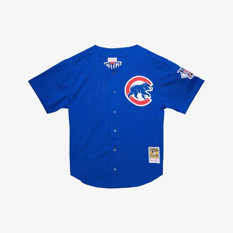 Men's Mitchell & Ness Ryne Sandberg Royal Chicago Cubs Cooperstown Collection 1997 Mesh Batting Practice Button-Up Jersey