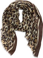 Echo Leopard Spot Wool Blend Fringe Scarf