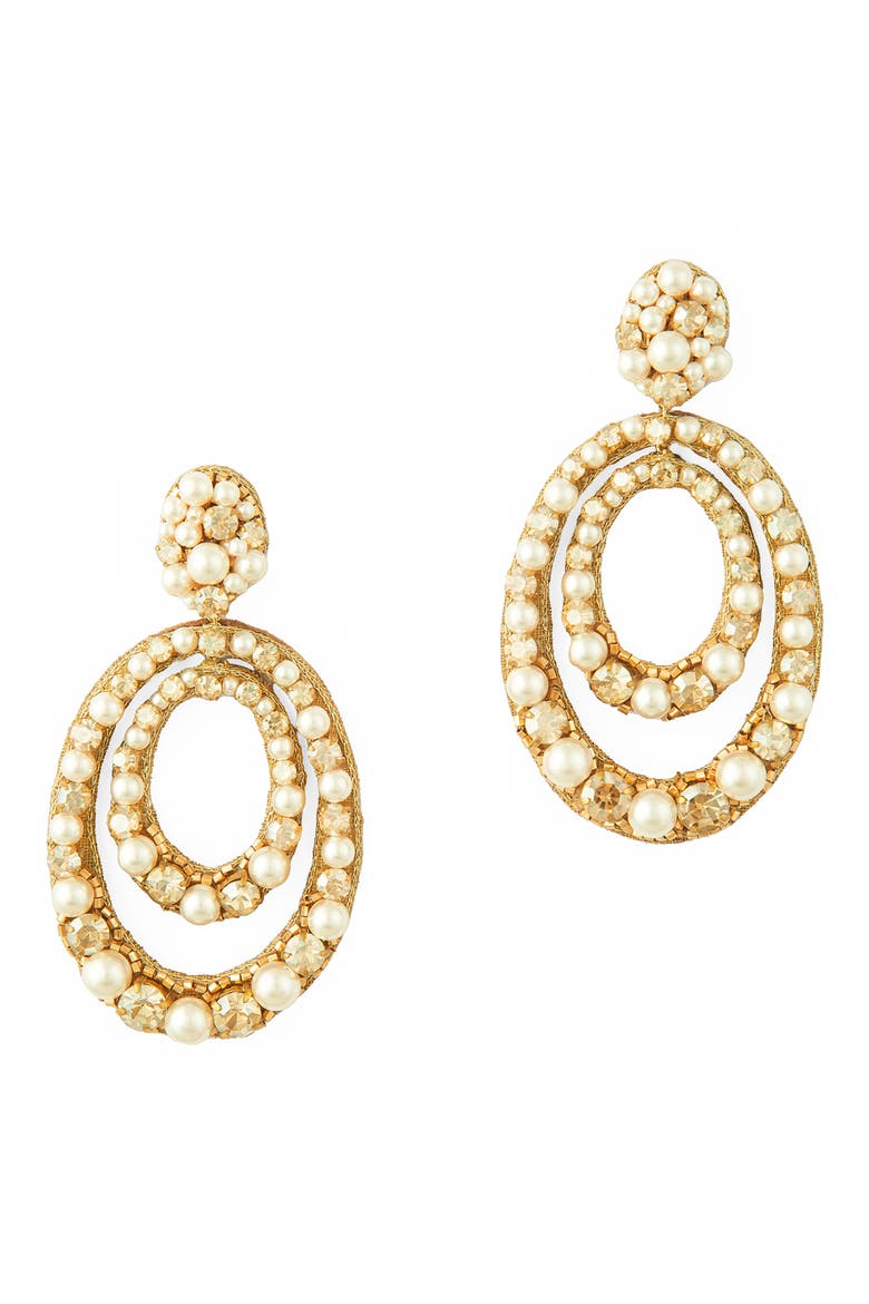 Spencer Faux Pearl Drop Earrings, Main, color, GOLD/ WHITE