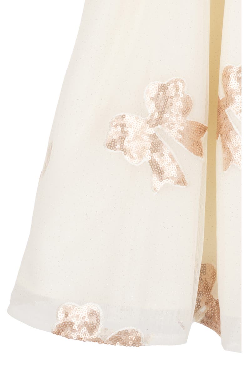 Kids' Sequin Bow Glitter Mesh Dress, Alternate, color, IVORY