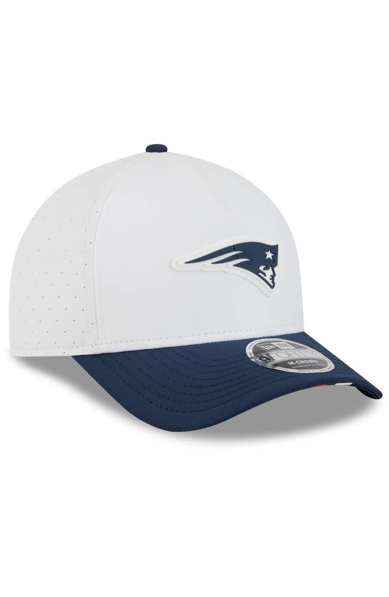 New Era Men's New Era White/Navy New England Patriots 2025 NFL Training Camp A-Frame 9FORTY Adjustable Hat, Alternate, color,