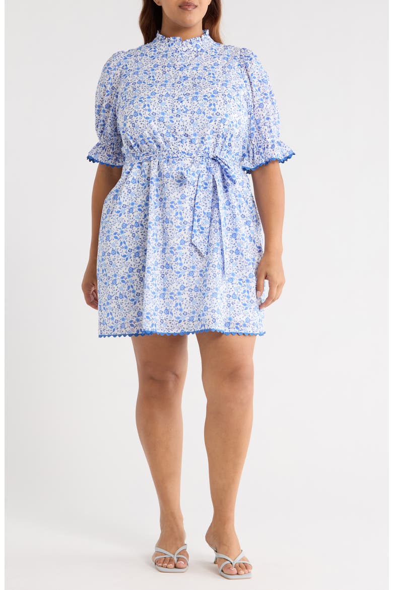 Maisie Floral Miana Cotton Shirtdress, Main, color, WHITE/ BLUE COMBO