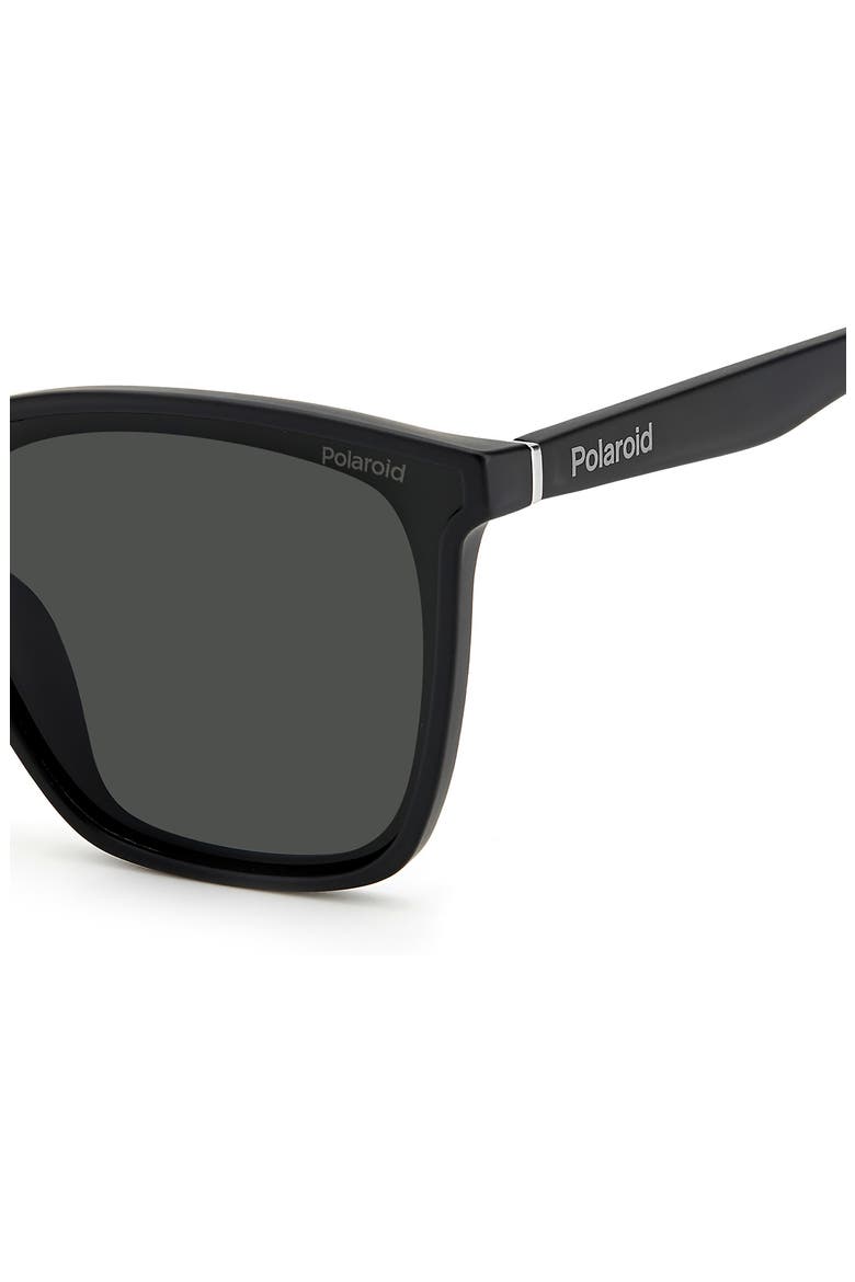 64mm Polarized Square Sunglasses, Alternate, color, MATTE BLACK / GRAY POLAR
