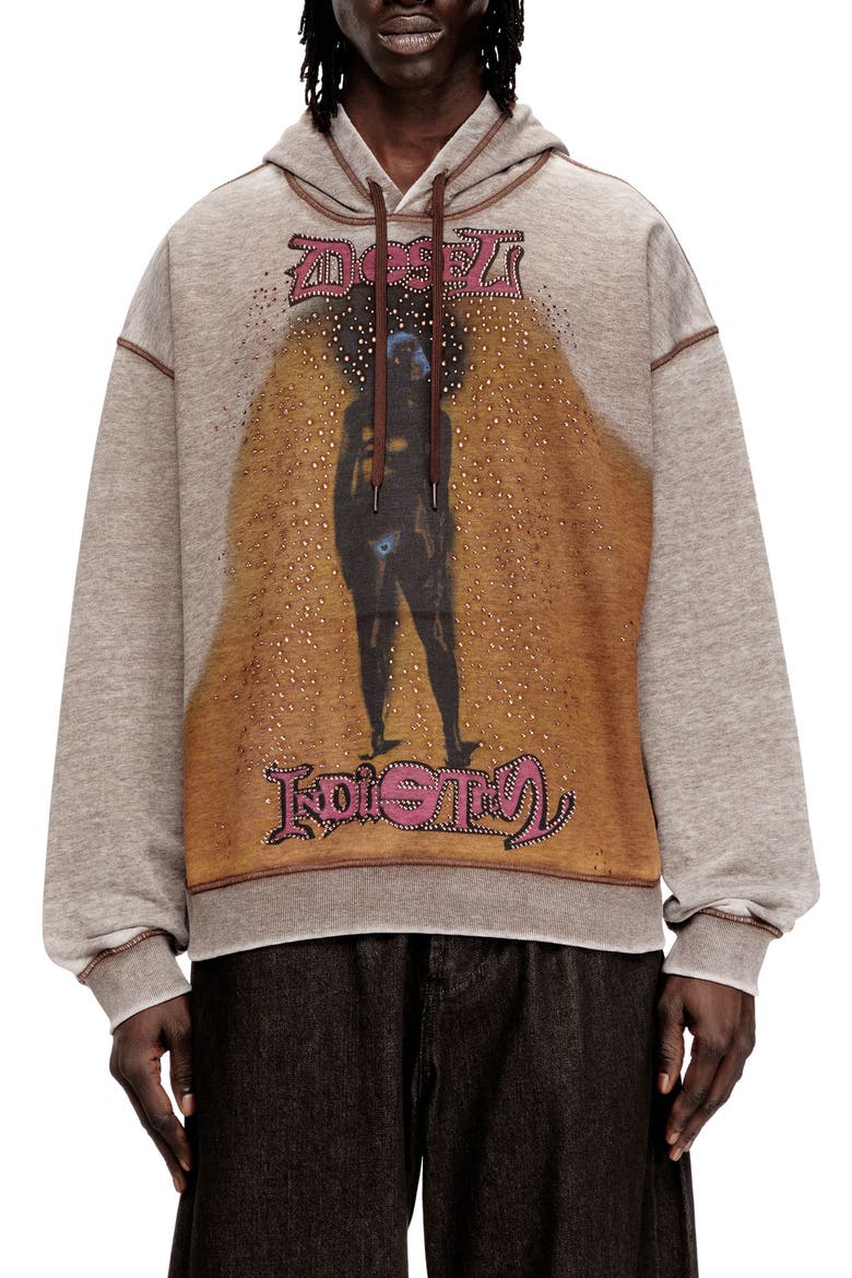 S-Boxton-Hood Oversize Embellished Hoodie, Main, color, COFFEE