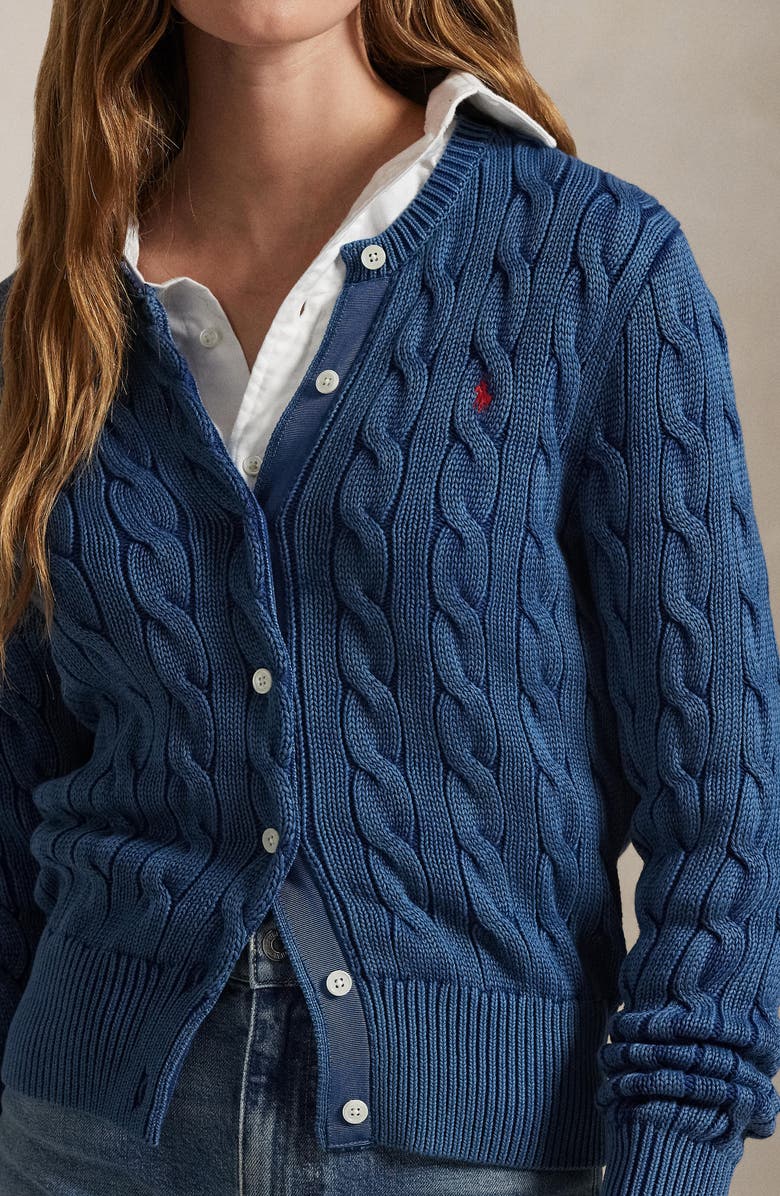 Polo Ralph Lauren Cable Stitch Cotton Cardigan, Alternate, color,