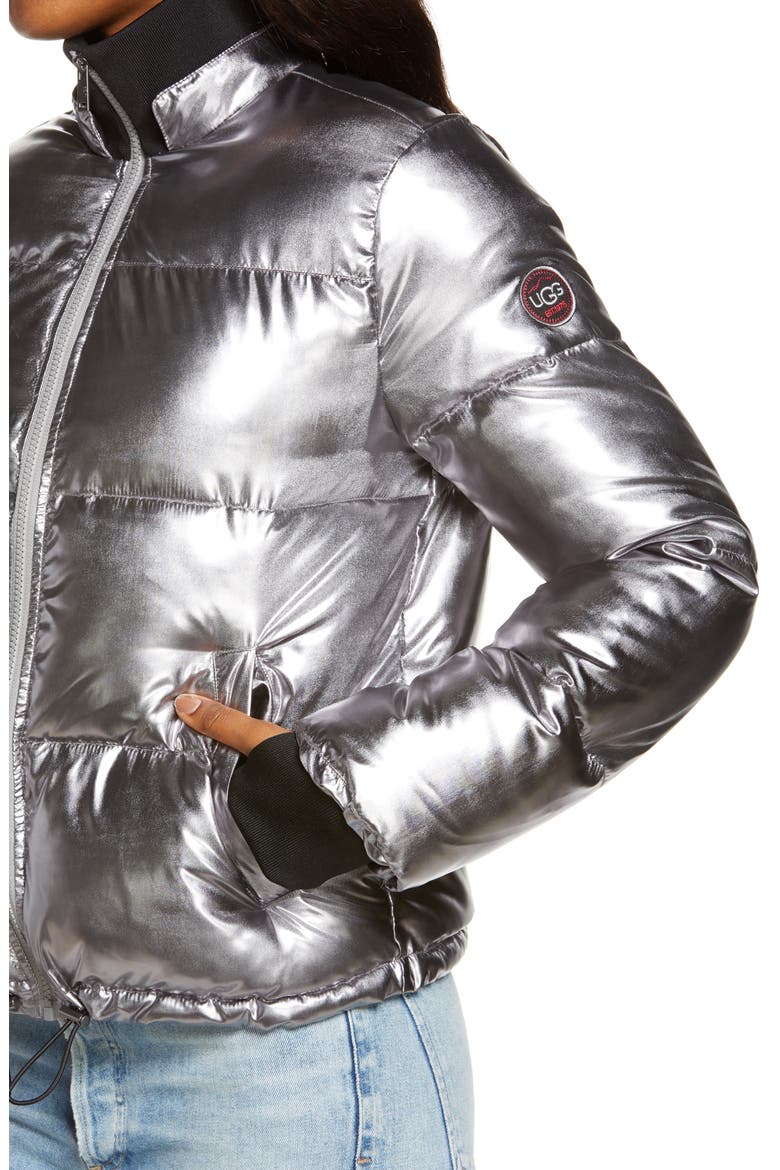 Izzie Water Repellent Puffer Jacket, Alternate, color, SILVER METALLIC