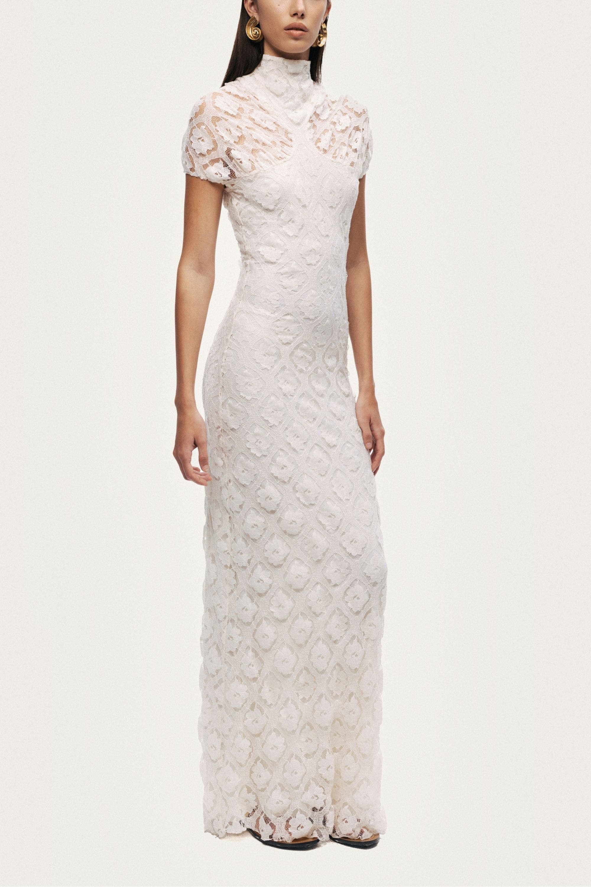 High-Neck Lace Maxi Dress - image 2
