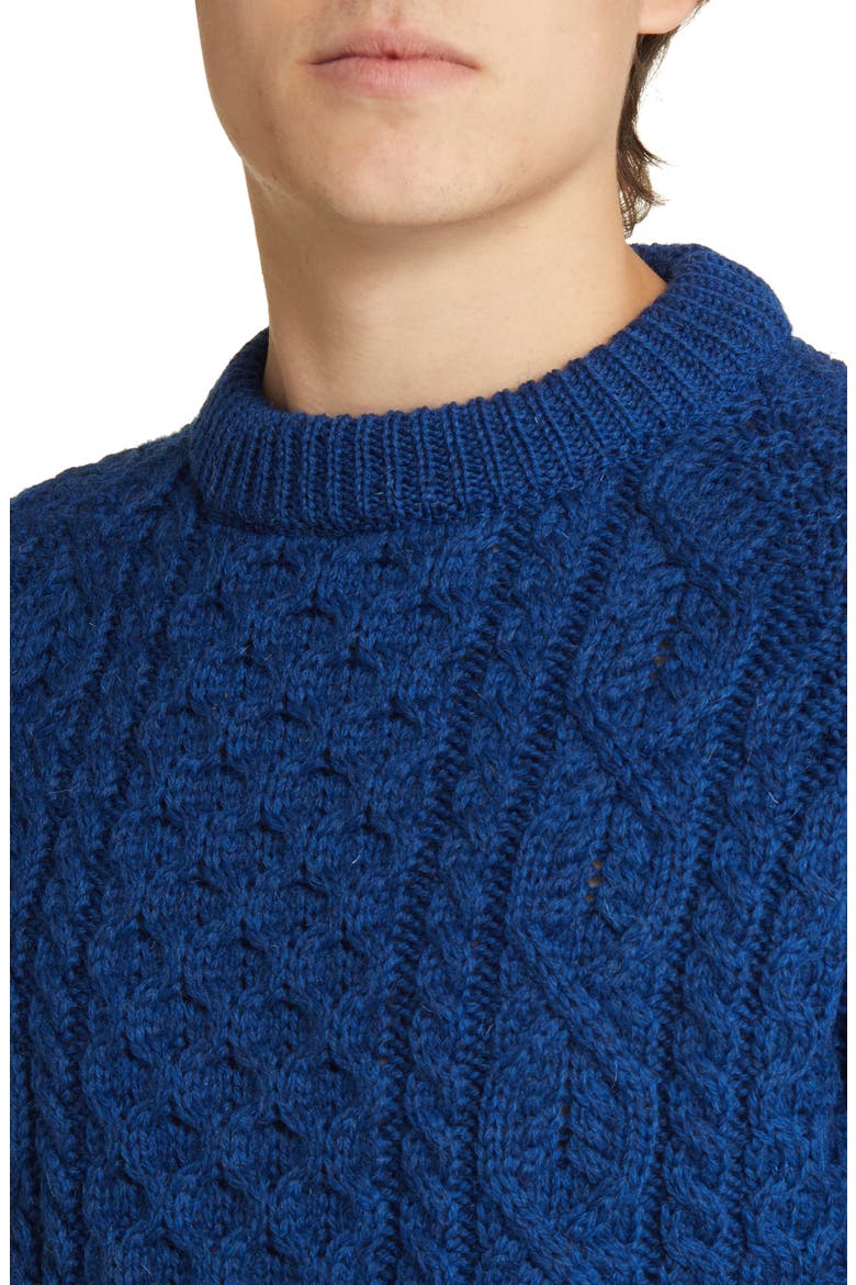 Hudson Aran Cable Stitch Wool Sweater, Alternate, color, COBALT