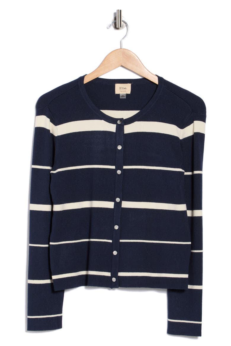 Variegated Stripe Crop Cardigan, Alternate, color, NIGHTLIFE/ IVORY STRIPE