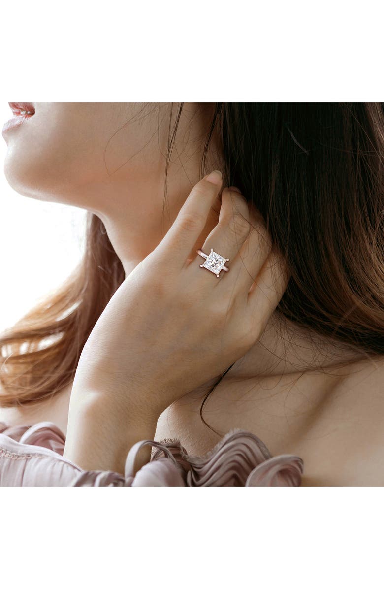 DELMAR Sterling Silver Princess Cut Lab Created Moissanite Ring, Alternate, color, Silver