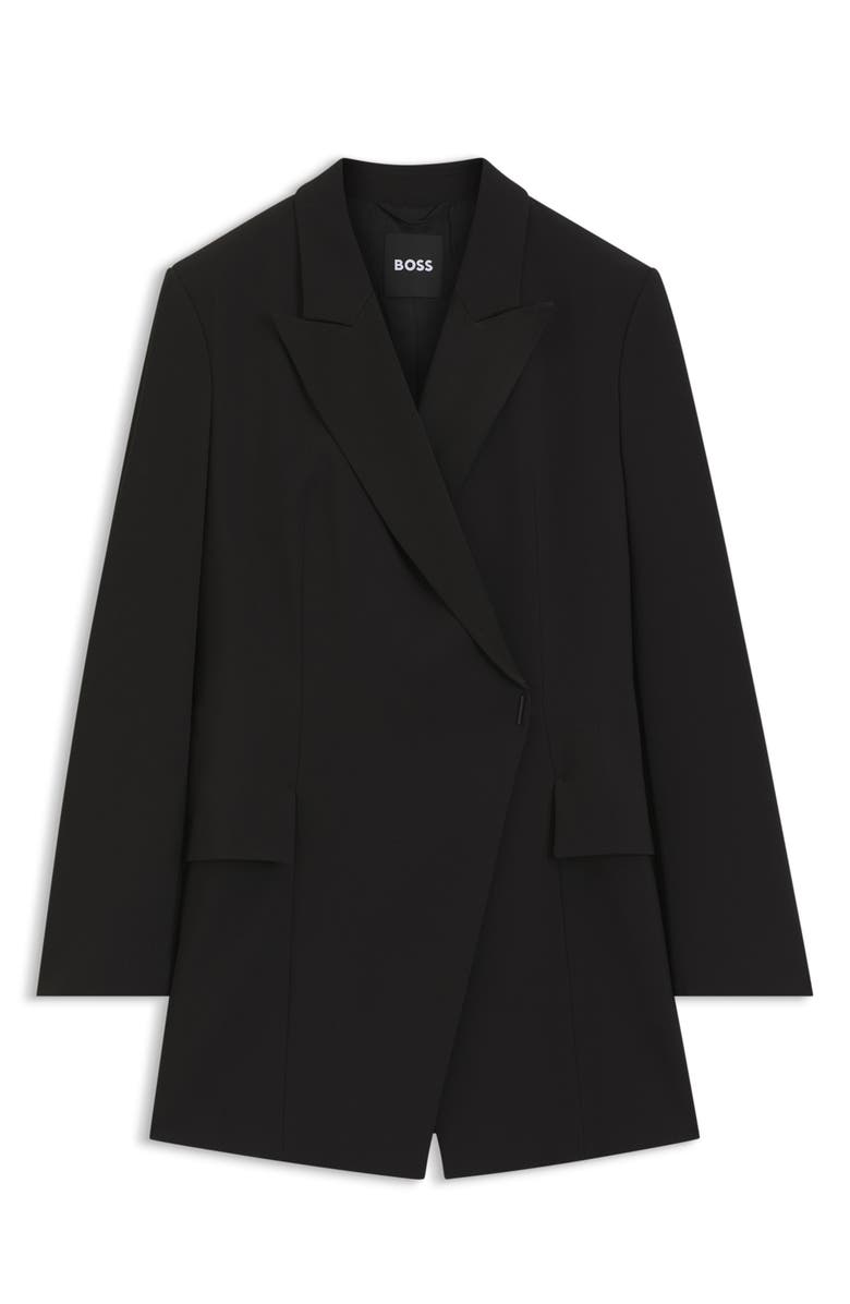 BOSS Jegania Concealed Closure Longline Slim Fit Crepe Blazer, Alternate, color, Black
