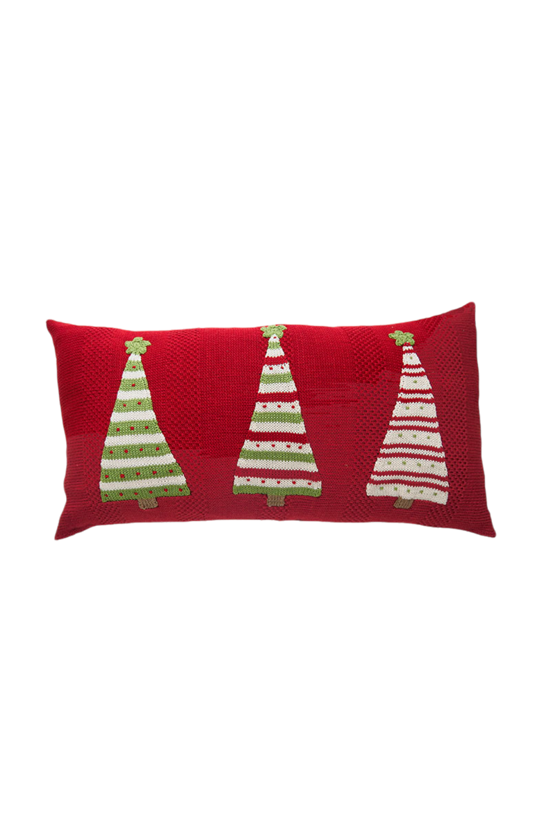 Melange Collection Three Striped Tree Lumbar Pillow, Main, color, Red