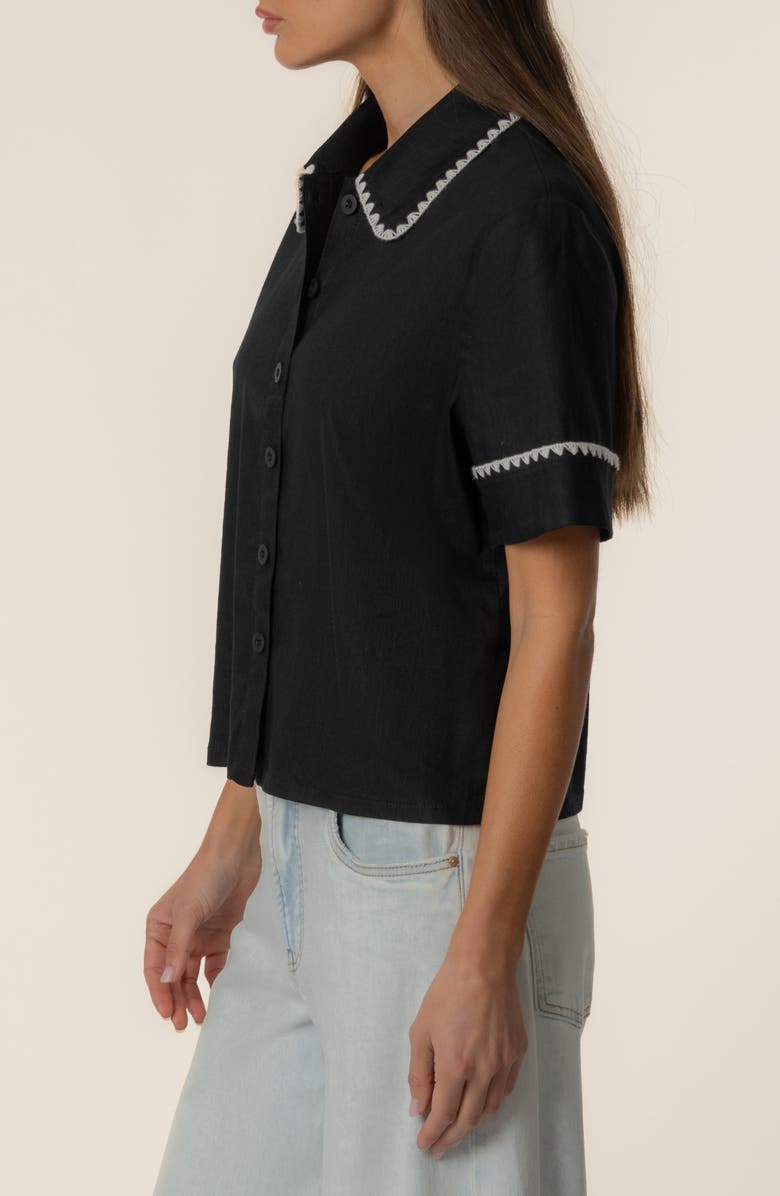 KUT from the Kloth Marisol Linen Blend Button-Up Shirt, Alternate, color, Black/ White