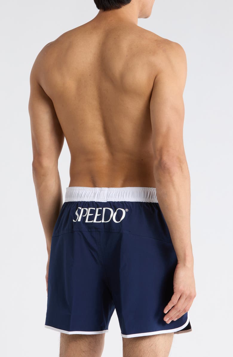 Speedo<sup>®</sup> Logo Volley Swim Trunks, Alternate, color, Navy