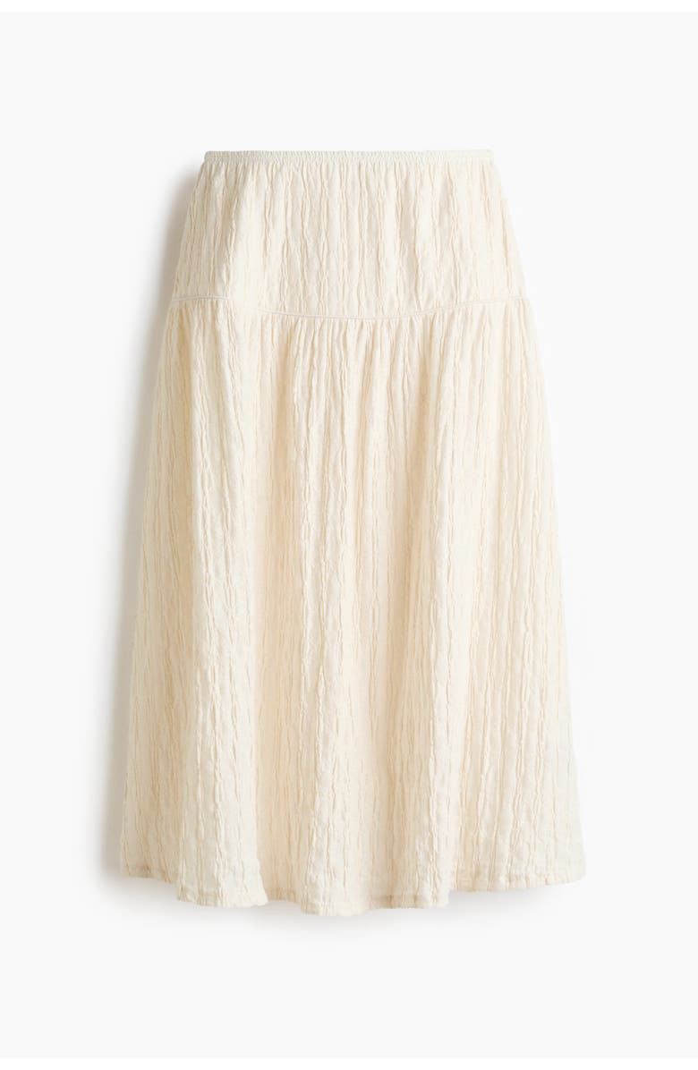 H&M Textured jersey midi skirt, Alternate, color, Cream